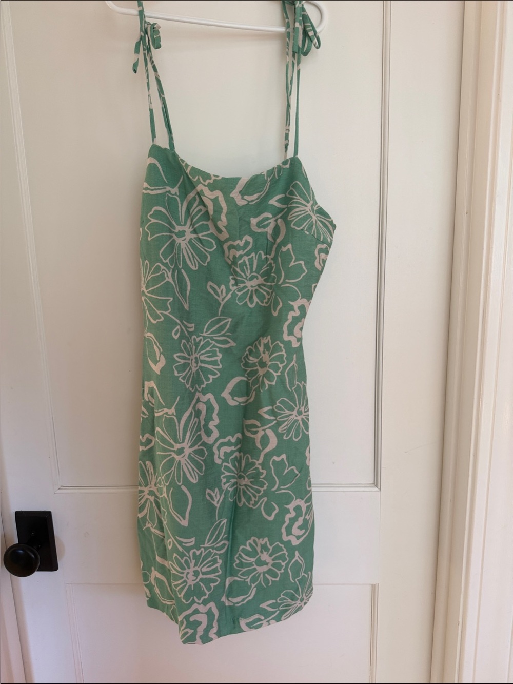 Lulu's Sage Green Floral Tie-Strap Mini Dress
